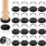Ezprotekt Chair Leg Covers, 16 PCS Chair Leg Sliders for Carpet Furniture Feet Protectors Pads 1.25 inch Round Transparent Color TPE High Elastic Soft Rubber No Noise No Scratches