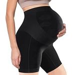 Bosaen Maternity Shapewear, Non-Rolling Soft Seamless Maternity Underwear, High Waist Mid-Thigh Pregnancy Shapewear for Belly Support, Prevent Thigh Chafing - Pregnancy Must Have Black