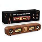 CASON 25W Portable Retro Bluetooth Speaker –Wired USB Laptop Home Speaker with FM Radio Sound,8 Hours Battery Life, Vintage Stereo Speakers & Soundbar for Home (Wooden Brown)