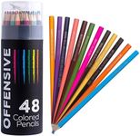 MilkToast Brands 48 Offensive Colored Pencils for Adult Coloring, Pre-Sharpened Pencils, Wax-Based Core, Professional Art Supplies for Drawing, Sketching, Coloring