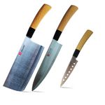 Ying Guns Premium Heavy Stainless Steel Knives Compo Set Pack of 2, 1 Cleaver 6.5X 3 and 1 Chef's Knife Size 8X 1.6 Blade for Cutting Meat,Fish,Vegetable (Knife Set + Utility Hols Knife)