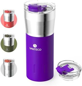 Santeco Coffee Cups with Lids 12oz, Double Wall Vacuum Stainless Leakproof Coffee Mug, Thermal Tumbler Vacuum Insulated for Hot & Cold Beverages