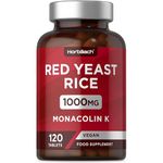 Red Yeast Rice 1000mg | 120 Vegan Tablets | High Strength Supplement with Monacolin K | No Artificial Preservatives | No Artificial Preservatives | by Horbaach