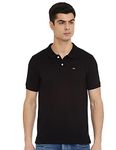 Arrow Men's Solid Half Sleeve Regular Fit Cotton Polo T-Shirt Black