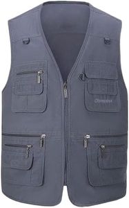 Gihuo Men's Fishing Vest Utility Safari Travel Vest with Pockets Outdoor Work Photo Cargo Fly Summer Vest (SteelGrey, X-Large)