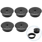 5PCS Flexible Desk Grommet,50mm/2 inch Grommet Aperture, Wire Cord Grommets Hole Cover (Black) Data Cable Storage and Sorting Tools