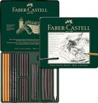 Faber-Castel Pitt 112978 Charcoal Set in Metal Case Pieces, 24 Count (Pack of 1), Multiple Color