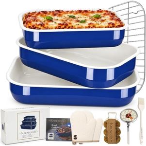 Knowcook Enamel Turkey Roasting Pan Set with Rack for Oven 10pcs Baking Set