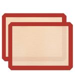 Good Dee's Silicone Baking Mats 16.5” x 11.6” - Food Safe Baking Mat for Making Macaroons, Cookies, Bread & Pastry | Non-Stick Oven Baking Mats are Reusable & Easy Clean | Pack of 2 (Red and Beige)