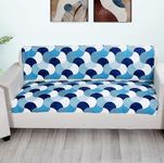 FABANE Velvet Printed Sofa Seat Cover For 3 Seater With Heavy Antiskid Backing & Easily Machine Washable Sofa Seat Runner For Couch Or Home Living Area-(27 X72 Inches-2 Piece) Blue Abstract