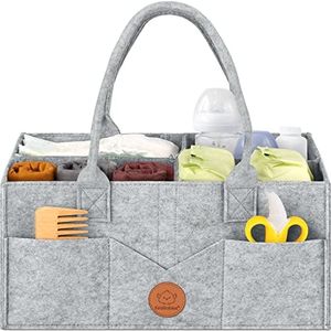 KeaBabies Diaper Caddy Organizer - Large Nappy Caddy Organizer for Baby Nursery, Car Storage Organizer, Baby Gift Basket, Changing Table Organizer, Portable Baby Caddy Organiser (Classic Gray)