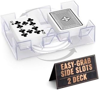 Playing Card Holder Rotating 360° – Compact Plastic Playing Card Tray for Easy Access for 2 Decks | Organizes Multiple Decks for Canasta, Poker and More | Lightweight, Durable with Smooth Rotation
