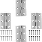 Stainless Steel 3 Inch Folding Butt Hinges for Furniture Door Window Case Lid and Wooden Box Chest, Pack of 4