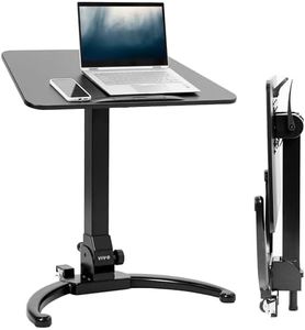 VIVO Mobile 74cm x 51cm Foldable Laptop Desk, Rolling Portable Sit Stand Workstation Podium with Tilting Surface, Hidden Wheels, Black, CART-V10LB