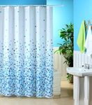 KAV Polyester Fabric Shower Mould and Mildew Resistant Curtain 180 x 180 cm (71 x 71 Inch) Tiles Patterned (Choose Colour from Drop Down menu) (Blue Mosaic, 1), Measures