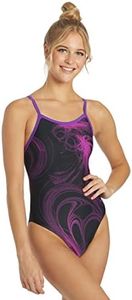 Sporti Light Wave Thin Strap One Piece Swimsuit - Black/Purple - 32