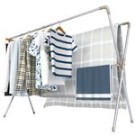 YORKING Clothes Drying Rack 2M Drying Space Retractable Clothes Airer Heavy Duty Stainless Steel Garment Rack Foldable Drying Rack