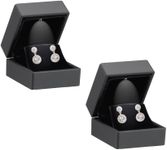 Allure - 2 Pack, Luxury Earring Boxes With LED Light, Square Shaped Elegant Diamond Earring Case, For Unique Proposal, Engagement Or Wedding, Black Velvet Interior Jewelry Display Gift Box.