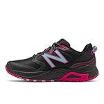 New Balance Women's 410 V7 Trail Running Shoe, Black/Blue Chill/Pink Glo, 7