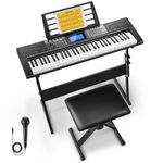 Donner Keyboard Piano 61 Key, Electric Keyboard Kit with 249 Voices, 249 Rhythms - Includes Piano Stand, Stool, Microphone, Gift for Beginners, Black (DEK-610S)