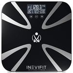 INEVIFIT Body Fat Scale, Highly Accurate Digital Bathroom Body Composition Analyzer, Measures Weight, Body Fat, Water, Muscle, BMI, Visceral levels & Bone Mass for 10 Users. includes Batteries.