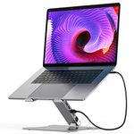 ORICO Adjustable Laptop Stand with 4 Port USB 3.0 Hub, Aluminum Computer Riser Compatible with MacBook Air Pro, Dell XPS, 10-15.6" Notebook and Tablet (Silver)