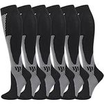 Compression Socks (3 Pairs) for Men Circulation 20-30 mmhg Medical Compression Stockings Women Nursing (Black, XXL)