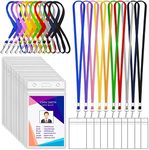 30 Pack Colorful Lanyards with ID Card Holders Color Lanyards with Vertical Waterproof ID Badge Holder for Office, School, Travel (Assorted 10 Colors)