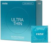 FAMA Ultra Thin Condoms for Men,Lubricated Condoms-25% Thinner, Natural Latex for Sensitive Skin，2.12-Inch/54 mm Diameter (36 Pack)