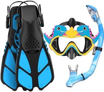 Kids Snorkel Mask Fins Set for 3-8 Years Old Boys Girls Youth Junior with Carrying Bag for Snorkeling Swimming Freediving