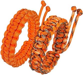 Jewever Paracord Survival Bracelets Braided Paracord Handmade Rope for Couples Men Women Adjustable Size (2Pcs Oranges)