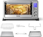 TOSHIBA AC25CEW-SS Large 6-Slice Convection Toaster Oven Countertop, 10-In-One with Toast, Pizza and Rotisserie, 1500W, Stainless Steel, Includes 6 Accessories