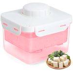 HASTHIP® Tofu Press Tofu Maker Tofu Shaper Drainer Food-Grade Fresh Tofu Mold Stainless Steel Spring-Loaded Tofu Press for Homemade Tofu Salad, Vegan Diet, 15.5x13.5x13.5cm, Red
