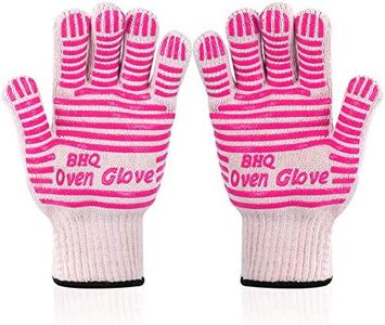 Extreme Heat Resistant Oven Gloves - Oven Glove EN407 Certified 932F - Oven Mitts Heat Resistant Cooking Gloves for BBQ, Grilling, Baking,Cutting, Welding, Smoker Fireplace (Pink)