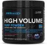 PEScience High Volume Nitric Oxide Booster Pump Pre Workout Powder, Acai Berry Punch, 36 Scoops, Caffeine Free