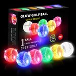 Crestgolf Flashing Glowing Golf Ball,Night Glow Flash Light up LED Golf Ball (6 Pack),six Color for Your Choice (Mixed Color)