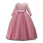 Hopscotch Girls Half-Sleeve Solid Maxi Gown In Pink Color For Ages 4-5 Years