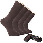 HUGH UGOLI Men's Bamboo Dress Socks for Business & Trouser, Thin & Seamless Crew Socks, 4 Pairs with Gift Box, Shoe Size 8-12, Brown, Shoe Size: 8-12