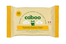 Caboo Flushable Wipes | Certified Flushable, Septic Safe, Eco Friendly, Biodegradable, Unscented Flushable Wipes for Adults, Toilet Wipes Flushable (Pack of 1, Total of 60 Flushable Wipes)