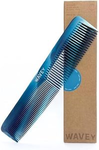 WAVEY Quality Hair Comb for Men and Women, Recycled Ocean Plastic, 7 Inches length perfect for home and travel, Wide and Fine Tooth for thick, thin, wavy, straight and curly hair styling - BLUE