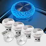 6 PCS USB LED Angel Eye Crystal Ambient Light, Car Interior Ambient Light, Plug and Play USB Decorative Night Light, Universal Car Interior Accessory for Most Cars（Ice Blue Light）