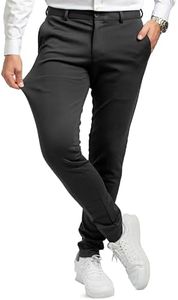 Performance Pants Men-Comfortable Dress Golf Trousers for Men Slim Fit - Lightweight, Machine Washable Business Chino Mens Trousers -Stretchy Causal Outdoor Mens Golf Trousers (32W / 30L) Black