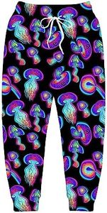 Joggers for Men Funny Pants Casual Track Pants Rave Outfit Athletic Trousers, Mushroom, Medium