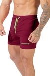 Jed North Men's 4" Inseam Bodybuilding Gym Shorts with Zipper Pockets Powerlifting Gym Shorts,Maroon,Medium