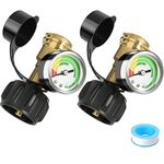 Coisien Propane Tank Gauge,Gas Fuel Gauge Level Indicator for 5-40 lb Propane Tank With QCC1/Type1 Connection,Propane Tank Gauge Level Indicator for Gas Grills,Heater,RV Camper,100% Solid Brass,2 Pack