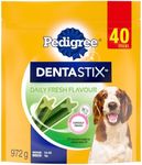 PEDIGREE DENTASTIX Oral Care Fresh Flavour Adult Dog Treats - for Medium Breeds - Reduces Plaque and Tartar Buildup - 40 Sticks 972g Pouch
