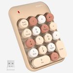 MOFII Wireless Number Pads - MilkTea Numeric Keypad 18 Keys USB 2.4G Round Keycap Colorful Extensions Keypads, Financial Accounting Portable Numpad 10 Key for Laptop/PC/Notebook/Surface Pro