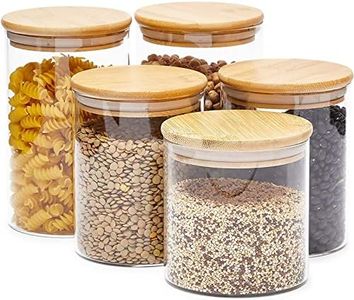 Juvale 5-Pack Glass Canisters with Bamboo Lids, 3 Sizes for Pantry Storage