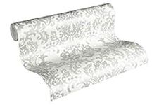 A.S. Creation Bude Glitter Damask Wallpaper 36166-4 White/Silver/Grey