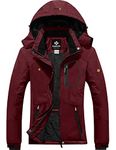 GEMYSE Women's Mountain Waterproof Ski Snow Jacket Winter Windproof Rain Jacket (Wine Red,Small)